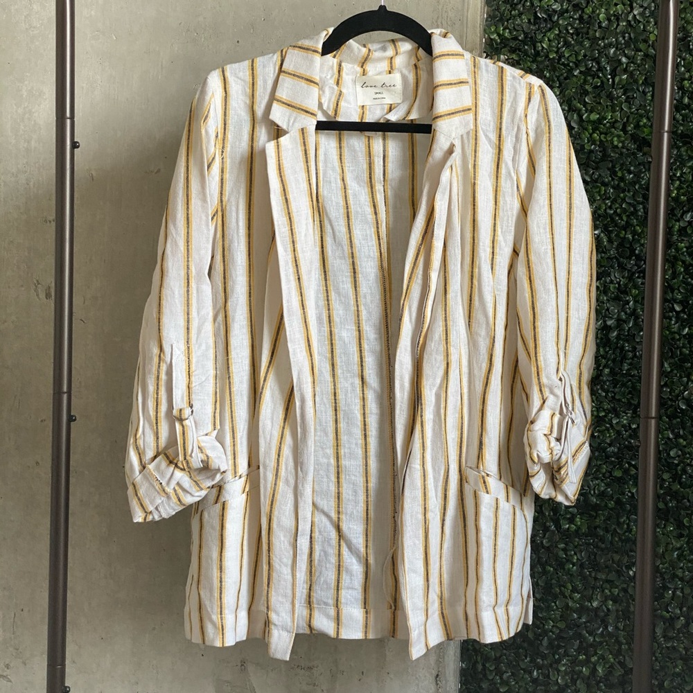 Love Tree Striped Linen Blazer